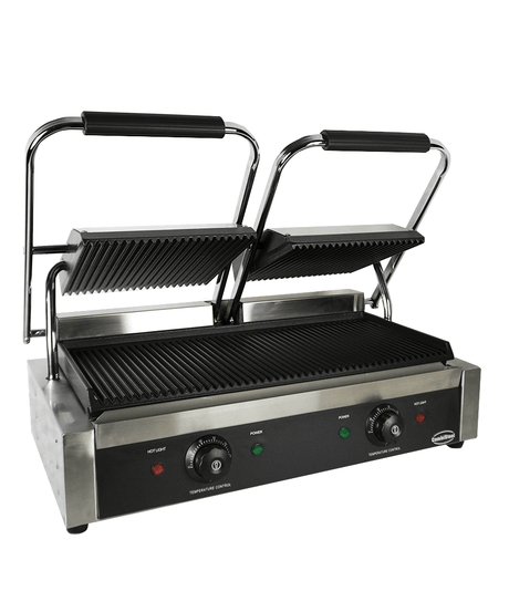 Elektrischer Doppel-Kontaktgrill gerillt 3,6 kW / Combisteel – professioneller Kontaktgrill für Gastronomie