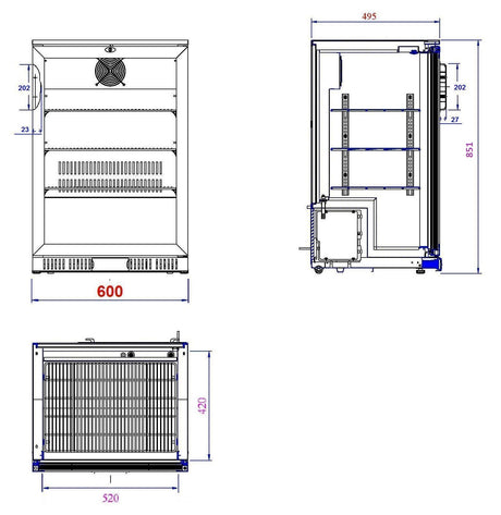 Combisteel Barkühler Schwarz / 1 Tür