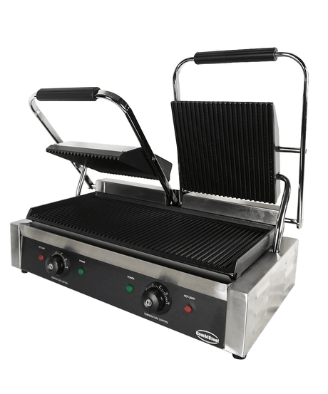 Elektrischer Doppel-Kontaktgrill gerillt 3,6 kW / Combisteel – professioneller Kontaktgrill für Gastronomie