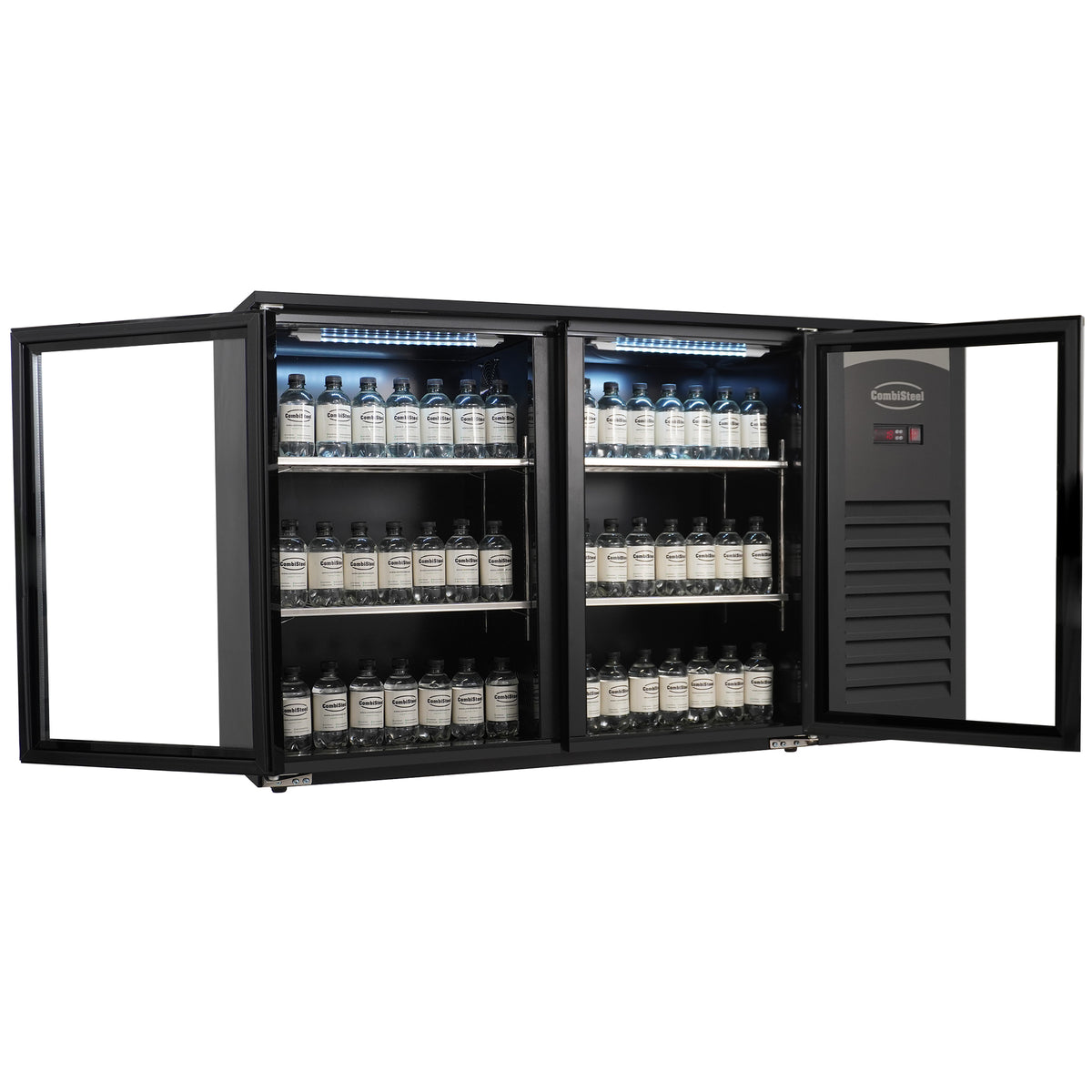 Barkühler 305 L mit 2 Glastüren / Schwarz / Combisteel