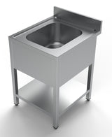 Spültisch mit Grundboden & 1 Becken mittig / 600 × 700 mm / Combisteel