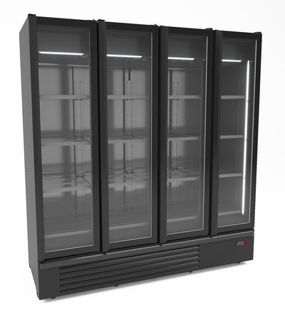 Getränkekühlschrank 4 Glastüren 1850 Liter Schwarz