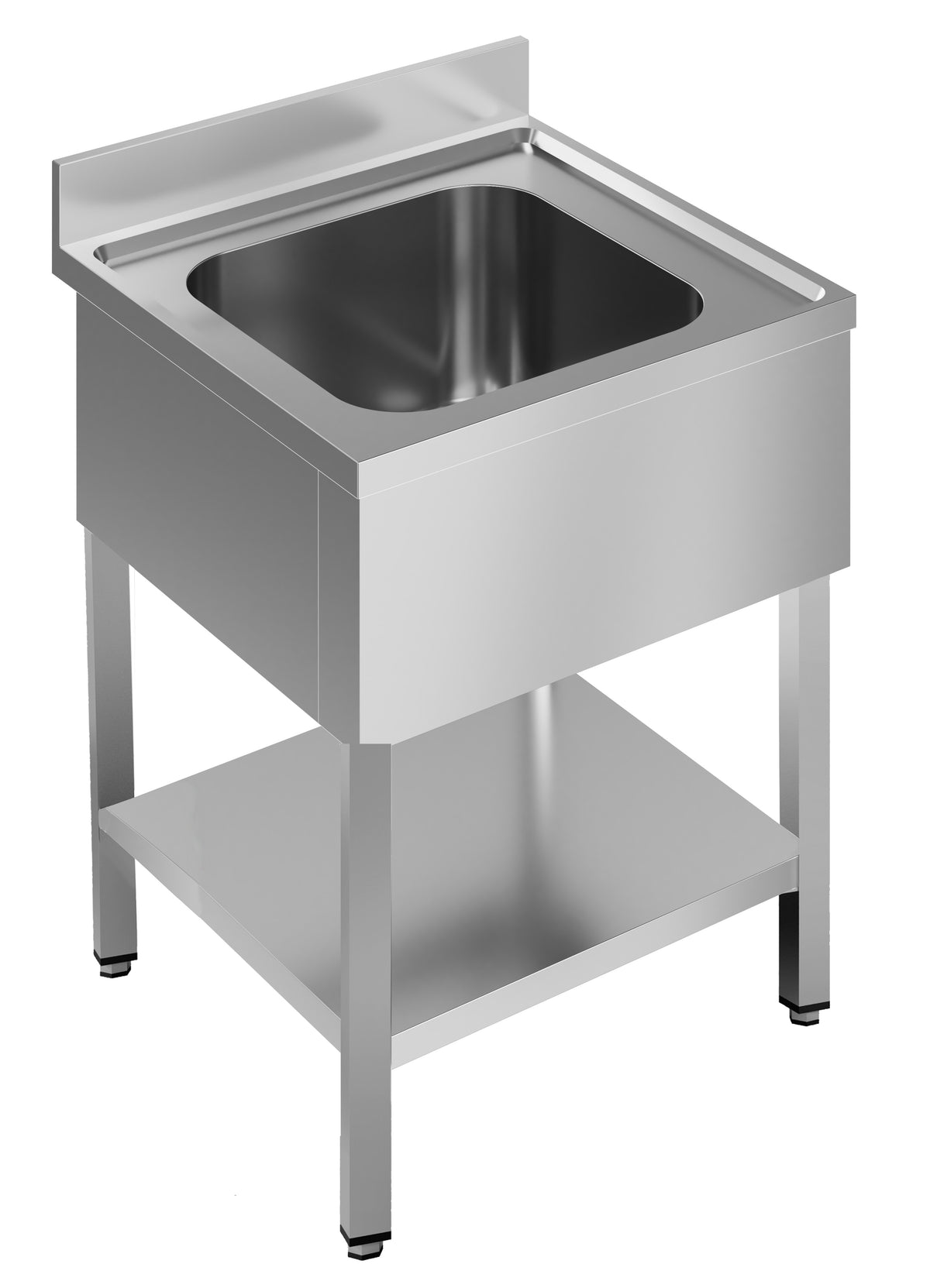 Spültisch mit Grundboden & 1 Becken mittig / 700 × 700 mm / Combisteel