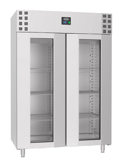 Gastrokühlschrank 2 Glastüren Edelstahl 1400 L