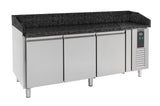 Pizzatisch / schwarze Granit-Arbeitsplatte / 3 Türen / 471 L / Combisteel