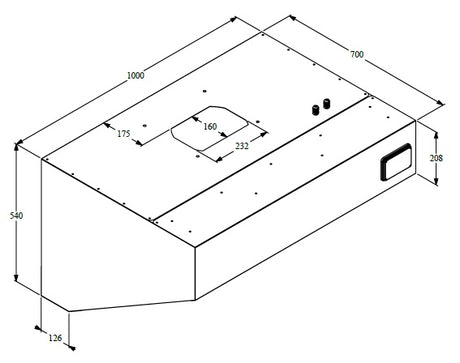 Wandhaube / mit Motor / 1000 × 700 × 520 mm / Combisteel