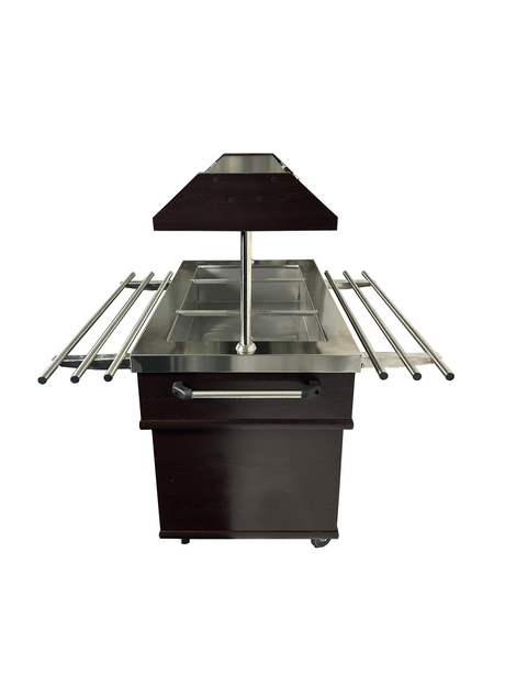 Warmes Buffet / 3 × 1/1 GN / Mahagoni / 1200 × 700 × 1400 mm / Combisteel