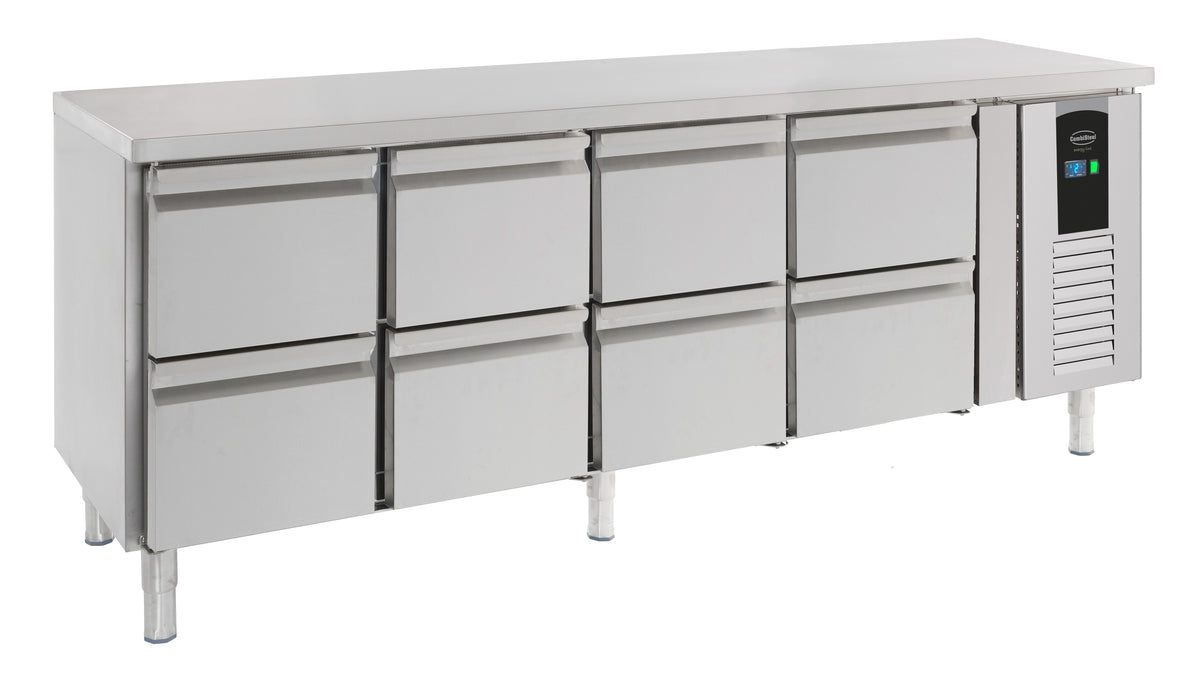 Kühltisch / 700 Serie / Energy Line / 8 Schubladen / 393 L / Combisteel