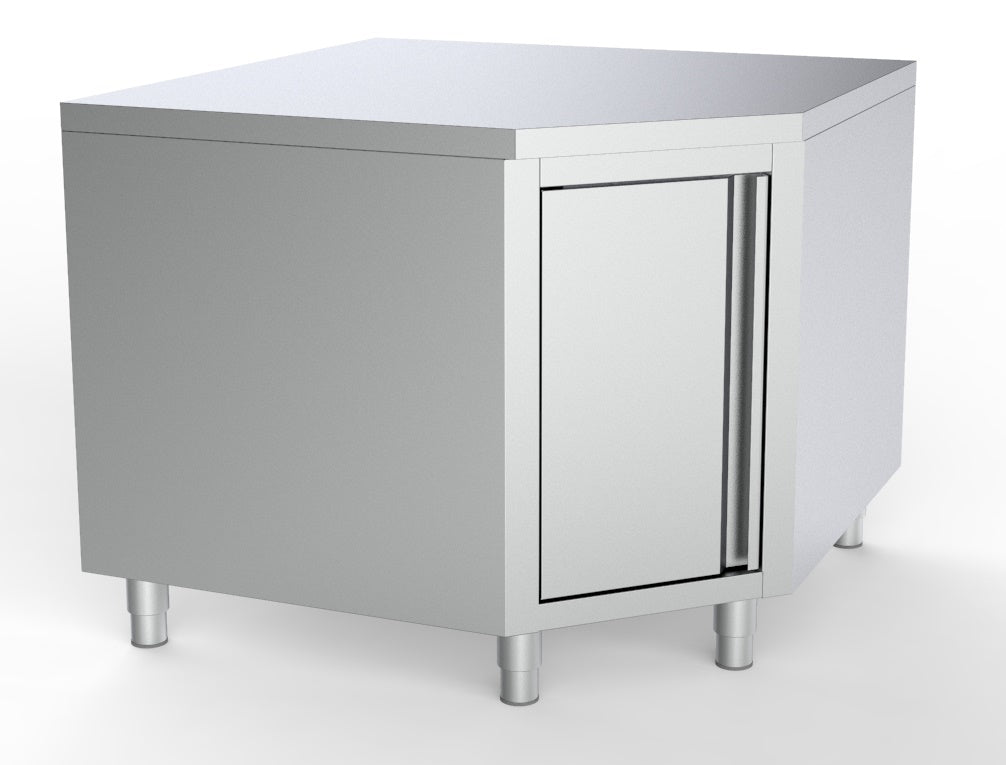 Eck-Arbeitstisch mit Tür / ohne Aufkantung / 1000 × 1000 mm / für 700-mm-Tische / Combisteel
