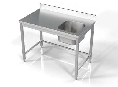 Spültisch ohne Grundboden & 1 Becken rechts / 1200 × 700 mm / Combisteel