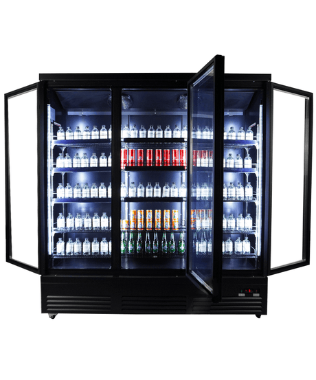 ХЛАДИЛНИК С 3 СТЪКЛЕНИ ВРАТИ ЧЕРЕН CEB-1600R BL