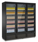 Getränkekühlschrank 3 Glastüren SCHWARZ CEB-1600R BL