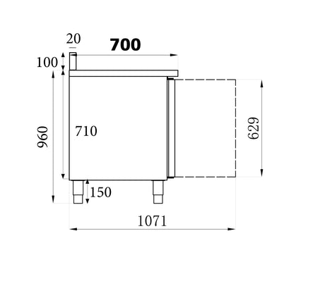 Kühltisch / mit Aufkantung / 3 Türen / Combisteel