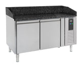 Pizzatisch / schwarze Granit-Arbeitsplatte / 2 Türen / 390 L / Combisteel