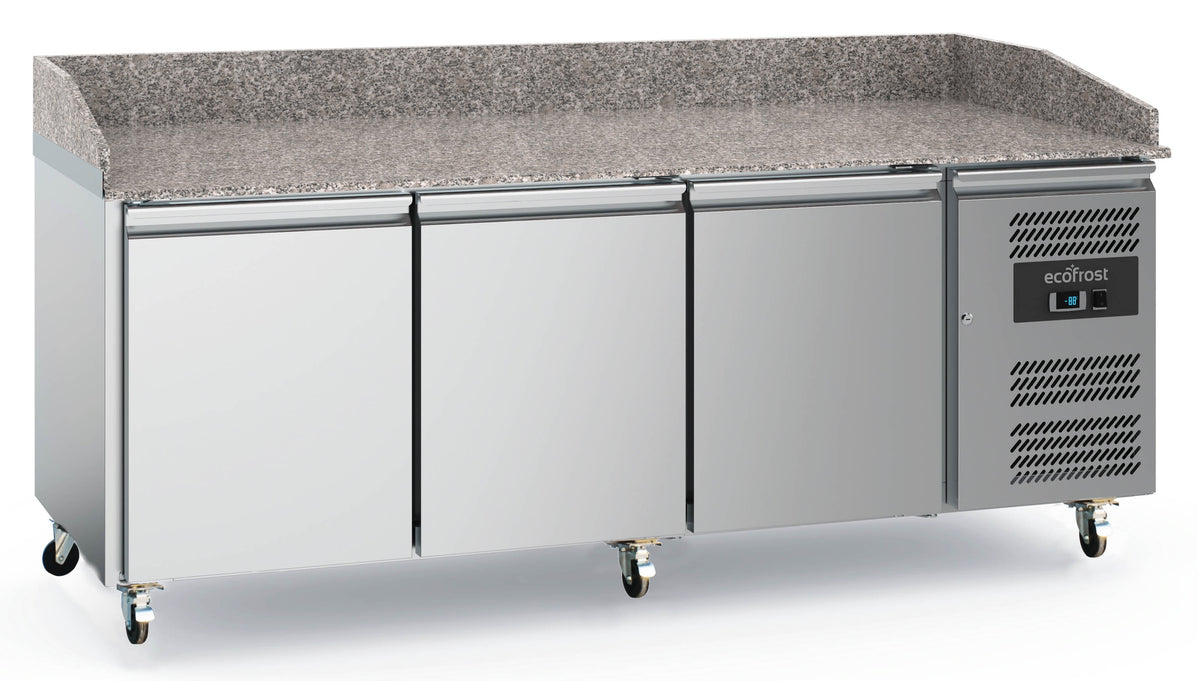 Pizzatisch / 3 Türen / mit Radsatz / 580 L / Combisteel