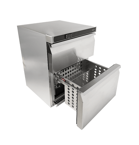Edelstahl Kühlschrank / Tischmodell / 2 Schubladen / 101 L / Combisteel
