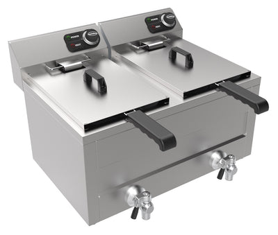 Elektrische Tischfritteuse 2 × 8 L / 2 × 3 kW / Combisteel