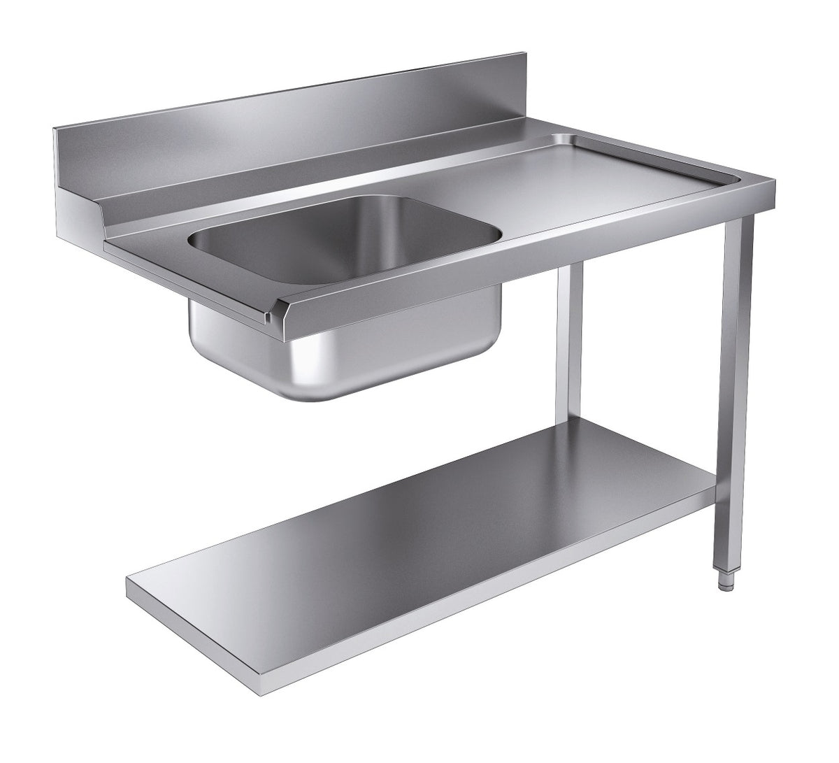 Zulauftisch mit Grundboden / 1200 × 750 mm / rechts / Combisteel