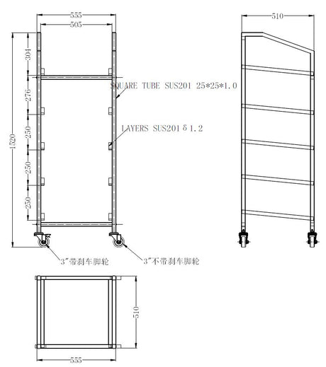 Geschirrkorbwagen / 550 × 510 × 1520 mm / Combisteel