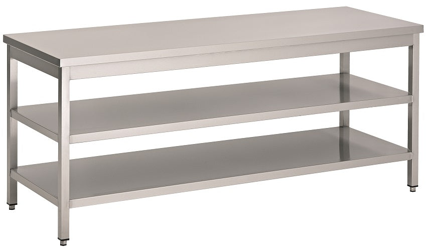 Arbeitstisch mit doppeltem Grundboden / 1200 × 700 mm / Combisteel