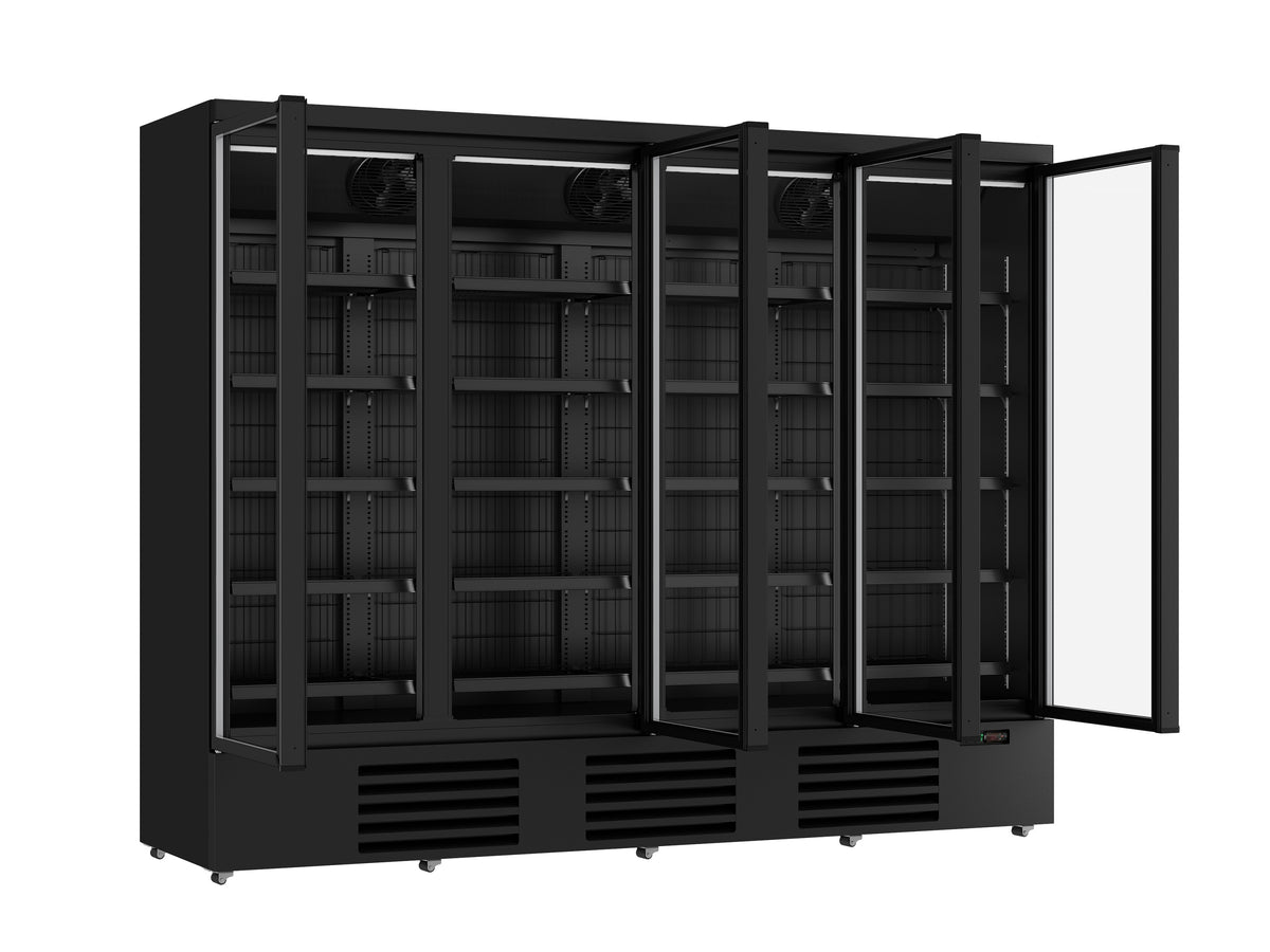 Tiefkühlschrank / 4 Glastüren / Schwarz / 2120 L / 2550 × 710 × 2003 mm / Combisteel