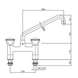Misch- & Schwenkhahn / 2-Loch / Anschluss 1/2" / Combisteel