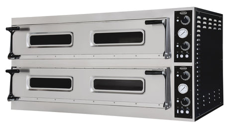 Großer elektrischer Combisteel Pizzaofen mit 2 Backkammern für 2 × 6 Pizzen Ø 40 cm