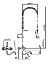Vorspülbrause / 2-Loch / Wandmodell / Combisteel