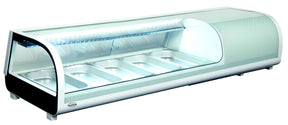 Sushi-Kühlvitrine / 5× 1/3 GN / 0 bis 12 °C / gebogen / Combisteel