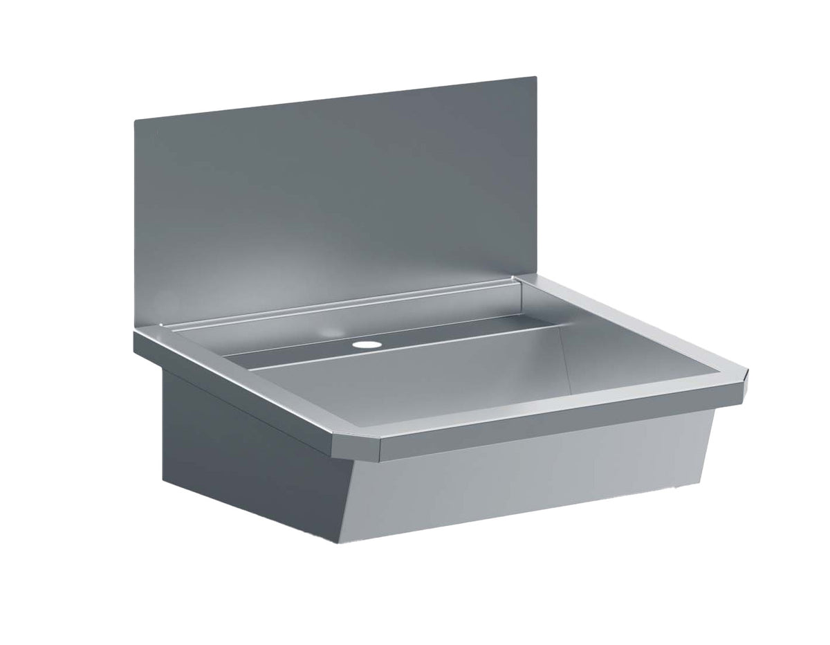 Edelstahl-Handwaschbecken / 600 mm breit / 1 Armaturplatz / Combisteel