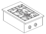 Gas-Einbau-Kochfeld / 2 Brenner / 7 kW / 400 mm / Combisteel – professionelles Einbau-Kochfeld für Gastronomie