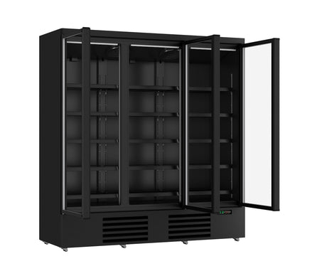 Getränkekühlschrank 3 Glastüren Schwarz JDE-1530R BL