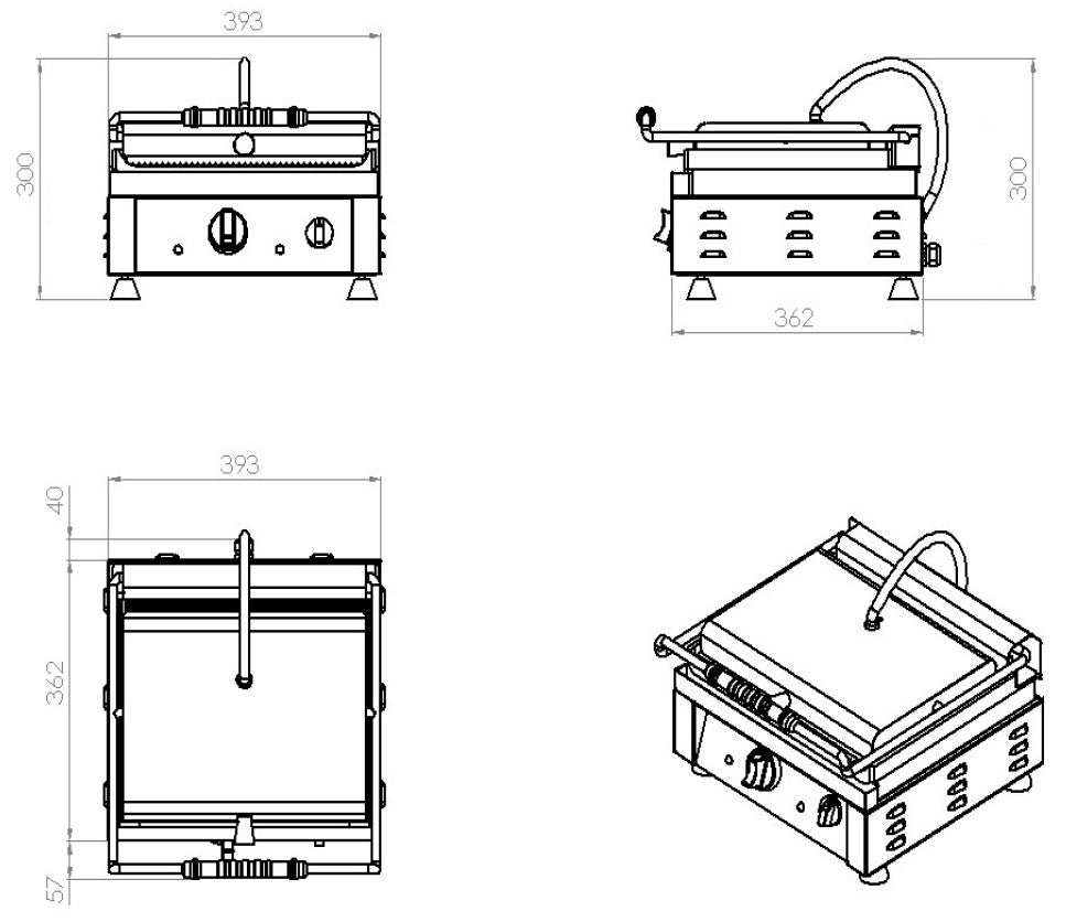 Kontaktgrill gerillt 2,5 kW / Combisteel