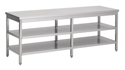 Arbeitstisch mit doppeltem Grundboden / 2500 × 700 mm / Combisteel