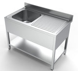 Spültisch mit Grundboden & 1 Becken links / 1200 × 700 mm / Combisteel