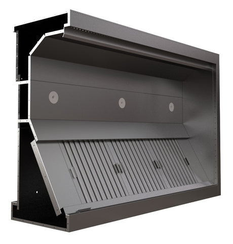 Induktionsabzugshaube / Kastenmodell / 3000 × 1300 × 550 mm / 5 Filter / ohne Motor / Combisteel