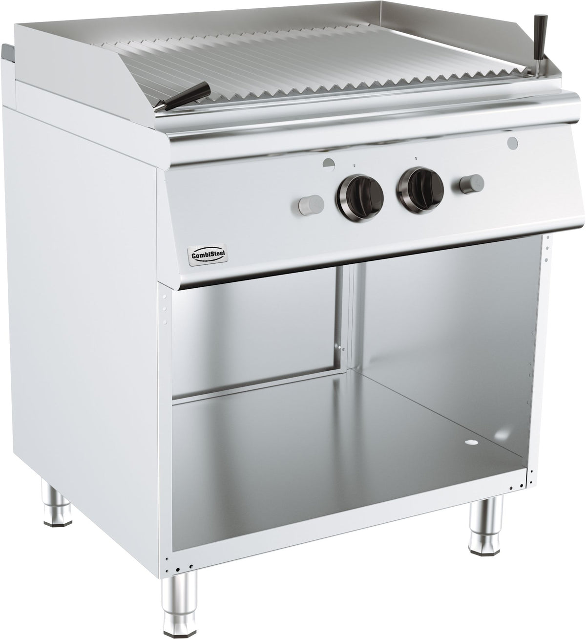 Gas-Lavasteingrill BASE 700 / 800 mm / 2x9 kW / Freistehend / Combisteel – für professionelle Gastronomie
