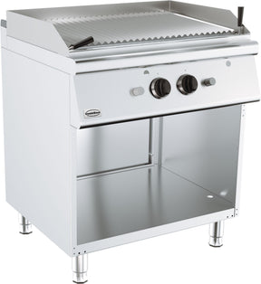 Gas-Lavasteingrill BASE 700 / 800 mm / 2x9 kW / Freistehend / Combisteel – für professionelle Gastronomie