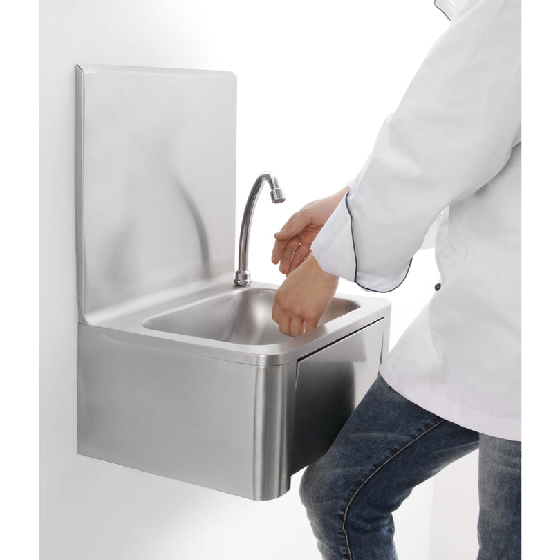 Handwaschbecken mit Kniebedienung / 400 × 330 × 570 mm / Combisteel