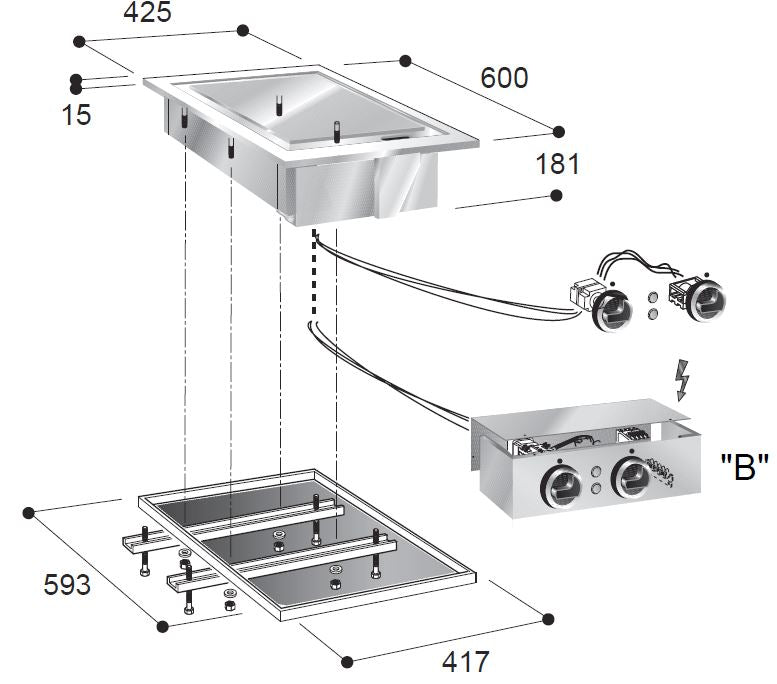 Elektrische Grillplatte / Glatt / 425 mm / 3,9 kW / 400 V / Combisteel – elektrische Grillplatte für Gastronomie