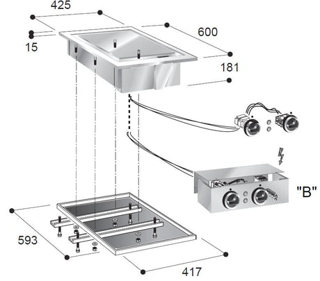 Elektrische Grillplatte / Glatt / 425 mm / 3,9 kW / 400 V / Combisteel – elektrische Grillplatte für Gastronomie