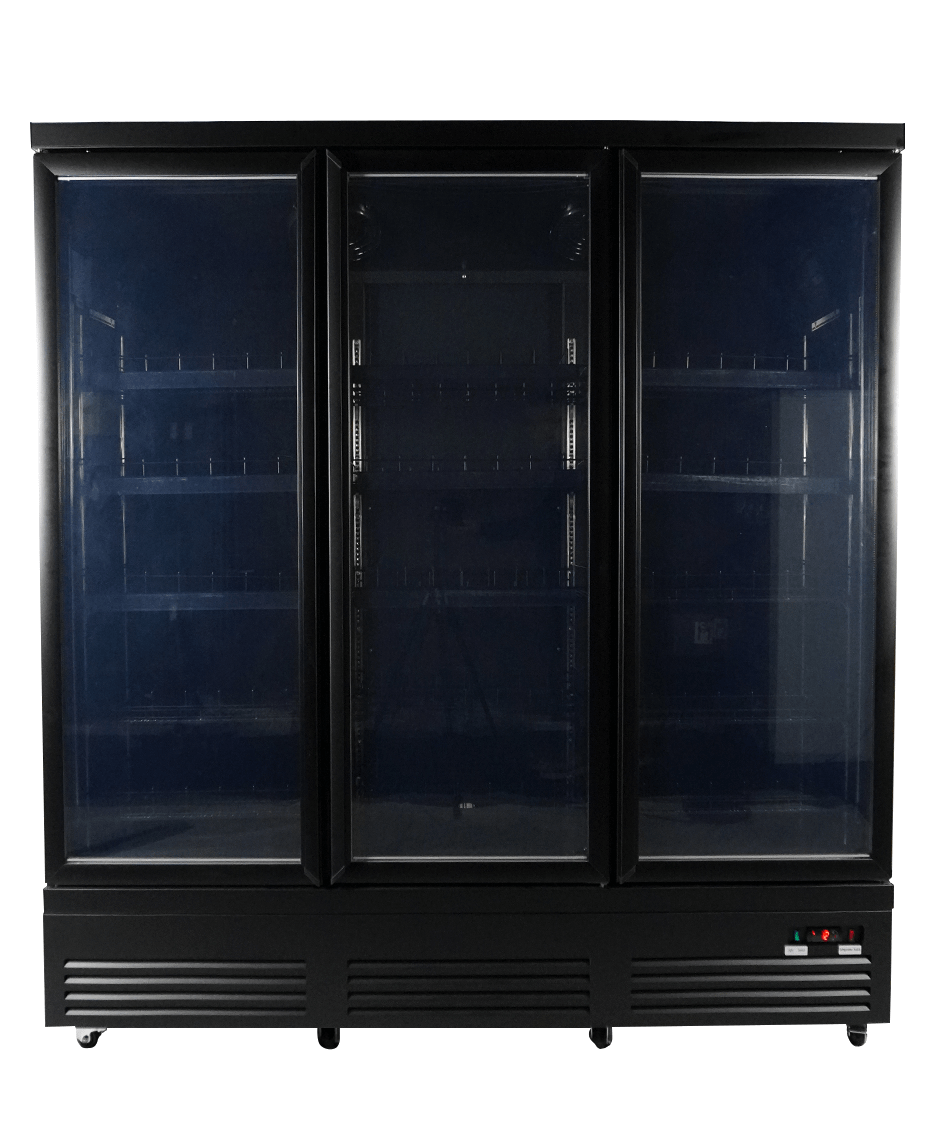 Getränkekühlschrank 3 Glastüren SCHWARZ CEB-1600R BL