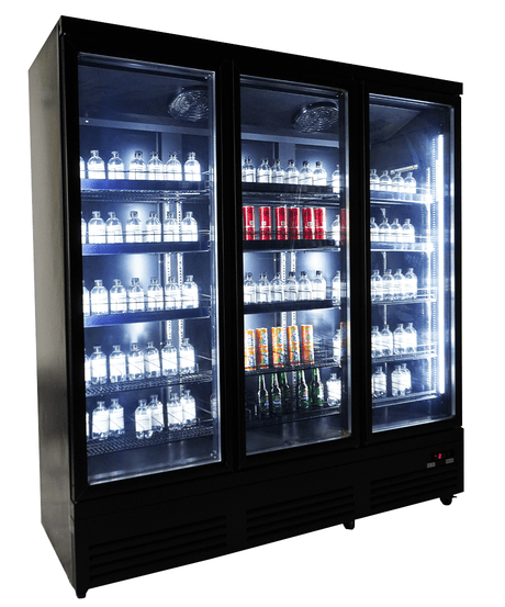 ХЛАДИЛНИК С 3 СТЪКЛЕНИ ВРАТИ ЧЕРЕН CEB-1600R BL