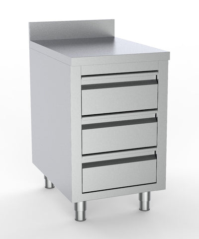 Arbeitstisch mit 3 Schubladen / mit Aufkantung / 500 × 700 mm / Combisteel