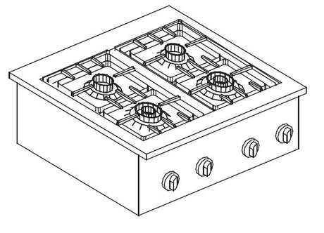 Gas-Einbau-Kochfeld / 4 Brenner / 18 kW / 600 mm / Combisteel – professionelles Einbau-Kochfeld für Gastronomie