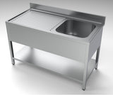 Spültisch mit Grundboden & 1 Becken rechts / 1400 × 700 mm / Combisteel