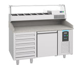 Pizzatisch / 1 Tür / 5 Schubladen / 380 L / Combisteel