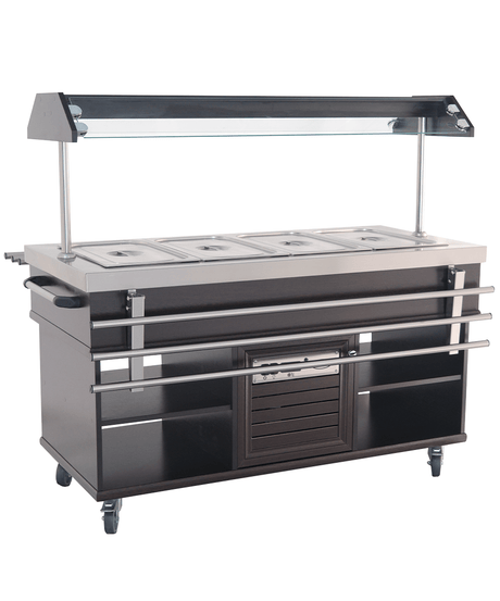 Warmes Buffet / 4 × 1/1 GN / Mahagoni / 1500 × 700 × 1400 mm / Combisteel