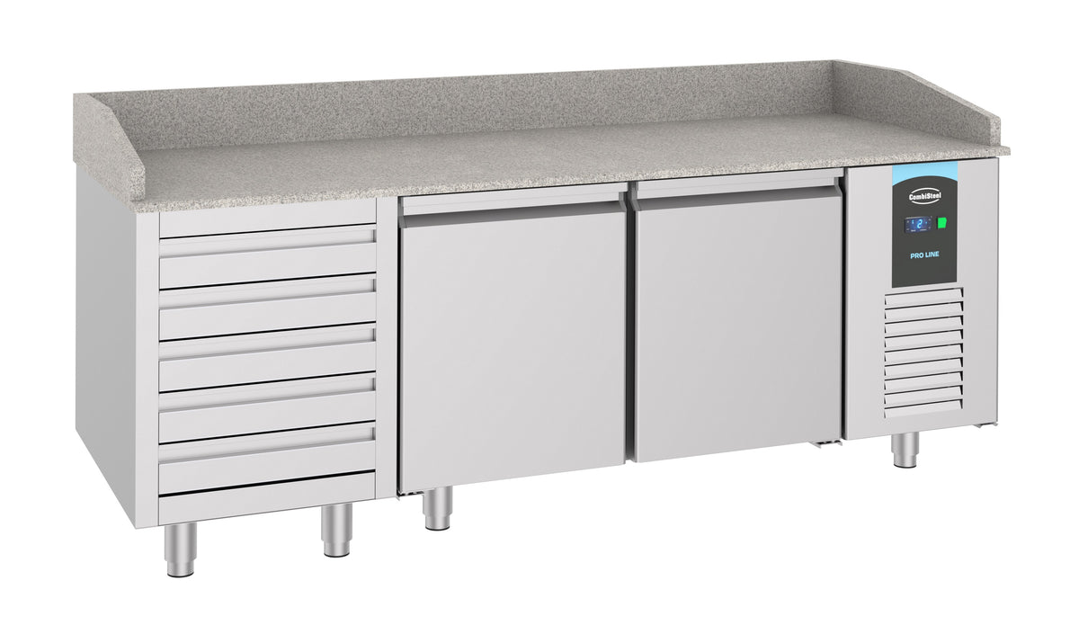 Pizzatisch / 2 Türen / 5 Schubladen / 615 L / Combisteel