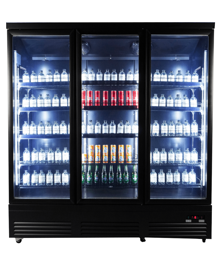 Getränkekühlschrank 3 Glastüren SCHWARZ CEB-1600R BL